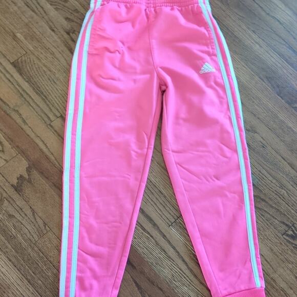 Adidas Girl's Kid's Core Tricot Tracksuit Barbie pink and white size 6X VGUC - Picture 7 of 9